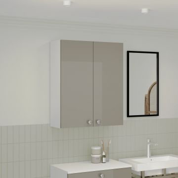 Corp Baie Zaria, Suspendat, 2 Usi, Gri Lucios/Alb, MDF, L 60 x l 22 x H 72 cm