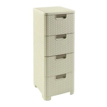 Dulap de baie crem înalt din plastic 33x79 cm Rattan – Curver