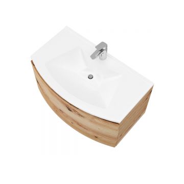 Mobilier baie cu lavoar SaviniDue, colecția Sole, lățime de 80 cm, imitație lemn