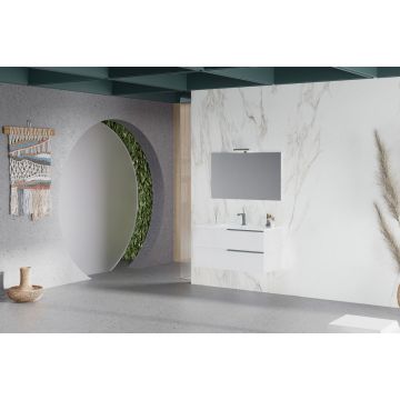 Mobilier baie cu lavoar SaviniDue, colecția Oikos, lățime de 100 cm, imitație lemn alb