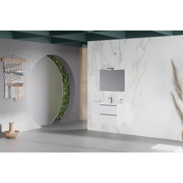 Mobilier baie cu lavoar SaviniDue, colecția Oikos, lățime de 80 cm, imitație lemn alb