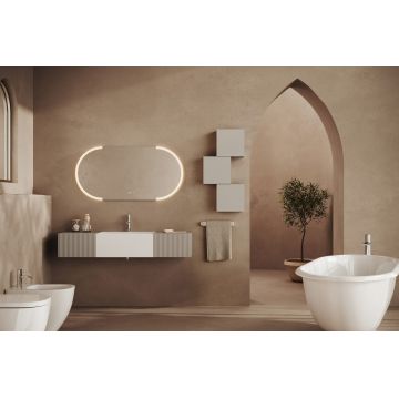 Oglindă cu sistem retroluminare LED SaviniDue, cu touch, ovală, 120 x 60 cm