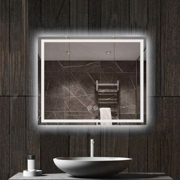 Oglinda Fluminia, Ando 90, dreptunghiulara, cu iluminare LED și dezaburire