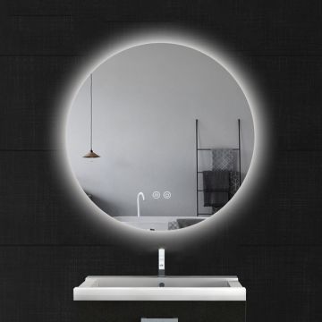 Oglindă Fluminia, Calatrava Ambient, rotundă, cu iluminare LED și dezaburire, diametru 60 cm