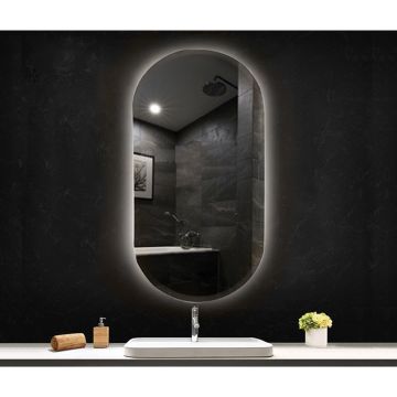 Oglindă Fluminia, Dali Ambient, 60x90 cm, cu iluminare LED și dezaburire