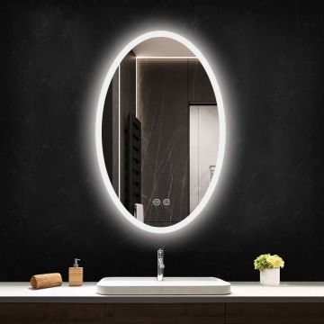 Oglinda Fluminia, Picasso-EX-60, ovala, cu iluminare LED și dezaburire