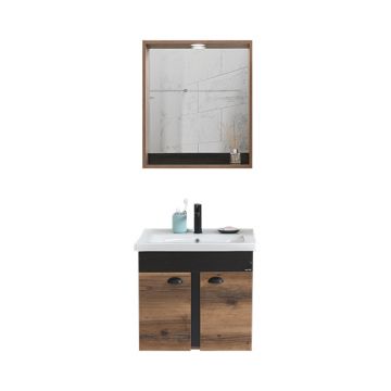 Set mobilier baie Basic  suspendat  3 piese  maro  65 cm