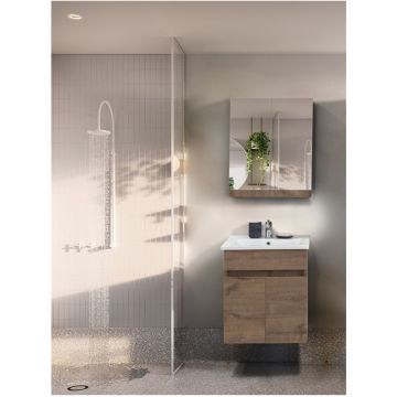 Set mobilier baie Mona  suspendat  3 piese  walnut  55 cm