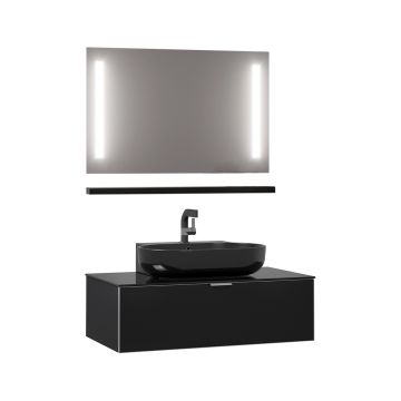 Set mobilier baie Orka Yalikoy  suspendat  3 piese  negru  90 cm