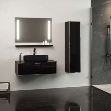 Set mobilier baie Orka Yalikoy  suspendat  3 piese  negru  90 cm