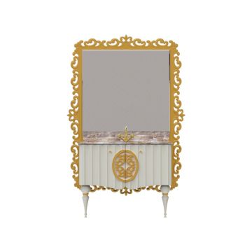 Set mobilier baie Pierre Cardin Hagia Sofia 3 piese 145 cm alb perlat