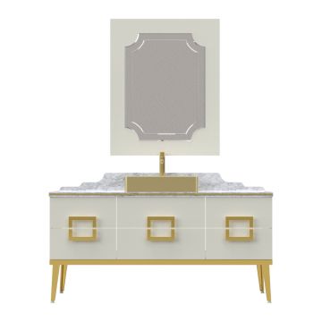 Set mobilier baie Pierre Cardin Mercury 3 piese 150 cm alb-auriu