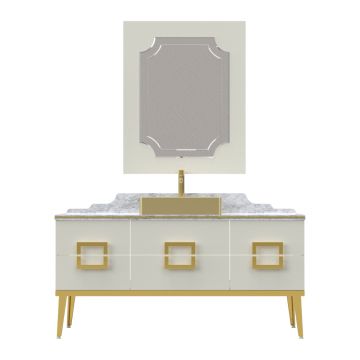 Set mobilier baie Pierre Cardin Mercury  3 piese  alb-auriu  150 cm
