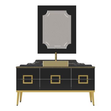 Set mobilier baie Pierre Cardin Mercury 3 piese 150 cm negru-auriu