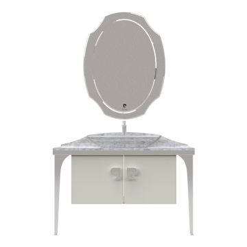 Set mobilier baie Pierre Cardin Venus 3 piese 120 cm alb-argintiu