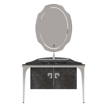 Set mobilier baie Pierre Cardin Venus 3 piese 120 cm negru-argintiu