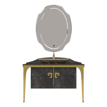 Set mobilier baie Pierre Cardin Venus 3 piese 120 cm negru-auriu