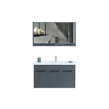 Set mobilier baie Sofia  suspendat  3 piese  gri inchis  100 cm