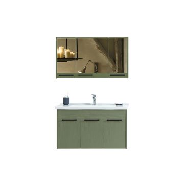 Set mobilier baie Sofia  suspendat  3 piese  verde  100 cm