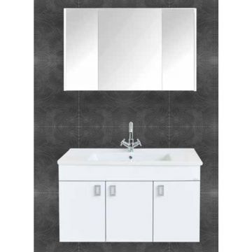 Set mobilier baie Vega  suspendat  3 piese  alb  100 cm
