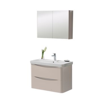 Set mobilier baie Zen suspendat 3 piese bej 80 cm Set mobilier baie Zen suspendat 3 piese bej 80 cm