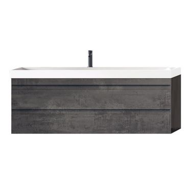 Set mobilier și lavoar suspendat, Kolpasan, Naomi, cu 2 sertare, 120 cm, dark concrete