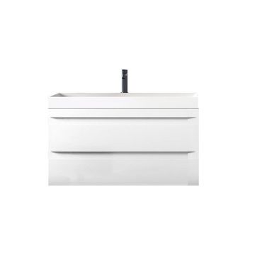 Set mobilier și lavoar suspendat, Kolpasan, Naomi, cu 2 sertare, 80 cm, alb