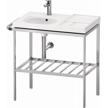Consola metalica Duravit Aurena pentru lavoar 80x50cm orientare stanga montaj pe pardoseala inclus portprosop finisaj inox periat