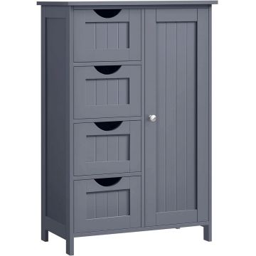 Dulap de baie cu 3 sertare si raft ajustabil, Vasagle, 55x30x82 cm, MDF, gri inchis