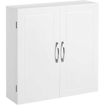 Dulap pentru baie / cabinet de perete Vasagle, 60x18x60 cm, max. 10 kg, MDF, alb mat