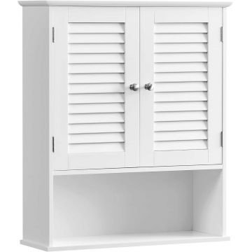 Dulap pentru baie / cabinet de perete Vasagle, 60x20x70 cm, max. 15 kg, MDF, alb