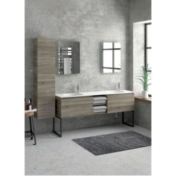 Mobilier Karag SPACE 175 cm cu lavoar dublu din marmura compozita - Culoare soft grey 7502