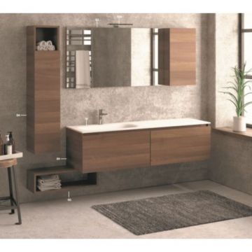 Mobilier SPACE 155 cm cu lavoar din marmura compozita Karag - Culoare dark rovere 4602