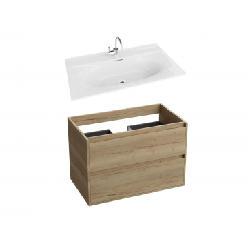 Mobilier suspendat de baie 80 cm cu lavoar incastrat Minnesota 80 cm Stejar