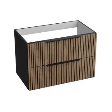 Mobilier suspendat de baie Oklahoma 80.5x46x54.2 cm Negru/Maro