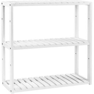 Raft de depozitare multifunctional Vasagle, 60x15x54 cm, bambus, alb