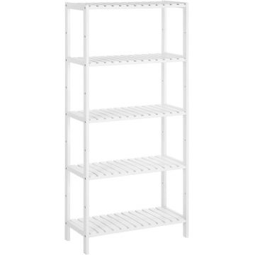 Raft de depozitare multifunctional Songmics, 60x26x130 cm, bambus, alb
