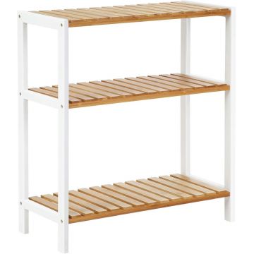 Raft de depozitare multifunctional Vasagle, 60x26x66 cm, bambus, natural/alb