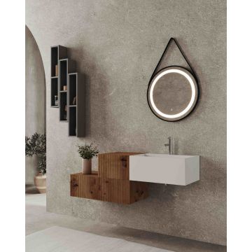 Set mobilier cu 3 corpuri și lavoar de 60 cm SaviniDue, colecția Roma, lemn închis