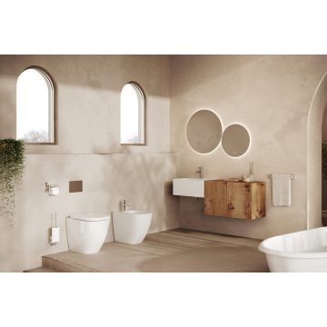 Set mobilier cu 4 corpuri și lavoar de 60 cm SaviniDue, colecția Roma, lemn închis