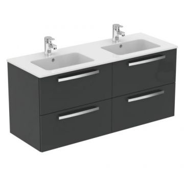 Set mobilier suspendat Ideal Standard Tempo cu lavoar dublu 120 cm, gri - Dimensiune 120 cm