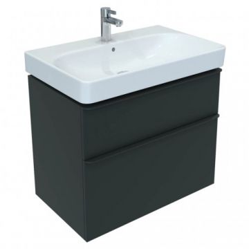 Set Mobilier Suspendat Smyle Cu Lavoar 90 cm, Negru Mat - Geberit - Dimensiune 90 cm