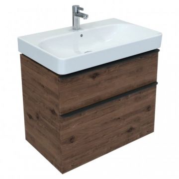 Set Mobilier Suspendat Smyle Cu Lavoar 90 cm, Nuc American Hickory - Geberit - Dimensiune 90 cm