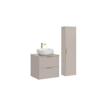 Set Mobilier  baie, din mdf, 4 piese, 60 cm, Adel bej