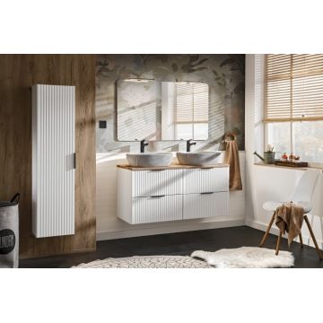 Set Mobilier  baie, din MDF, 5 piese, 120 cm, Adel alb