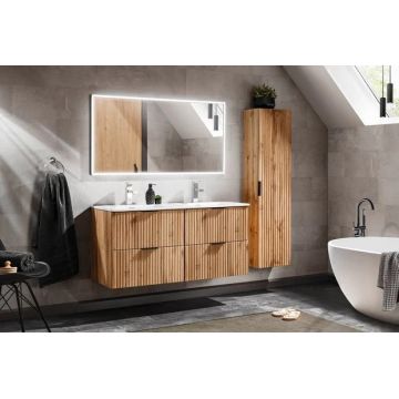 Set Mobilier  baie, din MDF, 5 piese, 120 cm, Adel Stejar