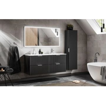 Set Mobilier  baie, MDF, 5 piese, 120 cm, Adel Negru culoare mat