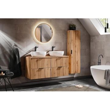 Set Mobilier baie,  MDF, 7 piese, 120 cm, Adel Stejar