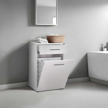 Dulap Baie cu cos de rufe Adore Diamond Mini, sertar, Alb Lucios, 52 x 83 x 38 cm Dulap Baie cu cos de rufe Adore Diamond Mini, sertar, Alb Lucios, 52 x 83 x 38 cm