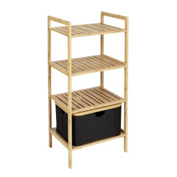 Suport etajat, Wenko, Ecori, 44 x 33 x 93.5 cm, bambus/poliester/polietilena, natur/negru